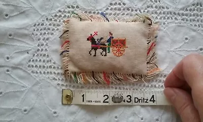 Vintage Miniature Cushion Cross Stitch Embroidery Horse And Buggy 3.5  X 2.25  • $20