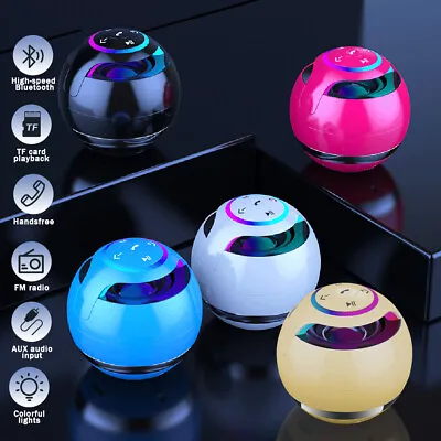  Wireless Mini Bluetooth Speaker Ball Bass LED Stereo USB/TF/FM Radio Portable • $10.99