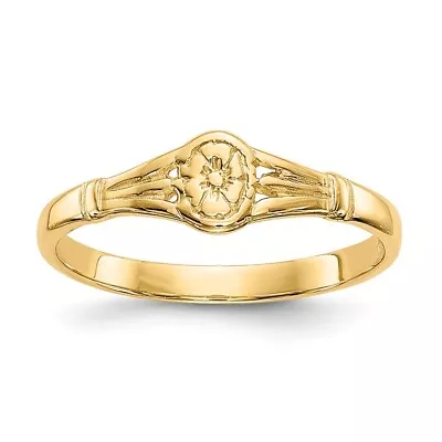 Genuine 14k Yellow Gold Oval Flower Baby Ring  0.74 Gr • £90.63