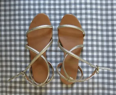 H&M Gold Gladiator Sandals Strappy Shoe Size EU 35 • £6.15