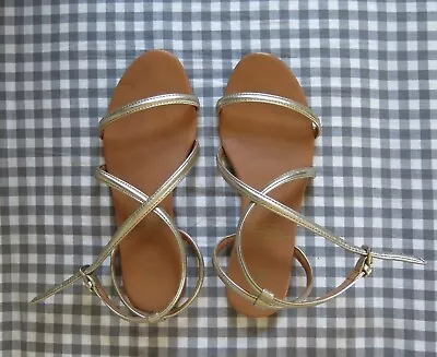 H&M Gold Gladiator Sandals Strappy Shoe Size EU 35 • £6.15