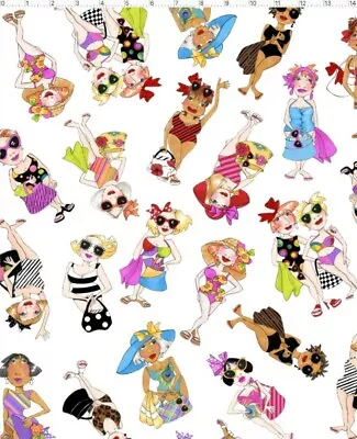 Loralie Designs - Tossed Beauties Quilting & Crafting Fabric - Beach & Swimsuit  • $12.99