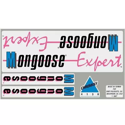 1987 Mongoose - Expert Decal Set  - Chrome Or White Frame • $39.95