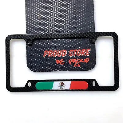 Mexico Flag Domed CARBON License Plate Frame -US Size- Mexican Cancun Maya • $19.49