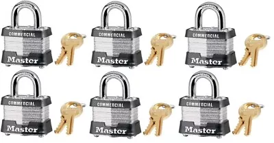 Pack Of 6 Keyed Alike Master Lock 3KA-3210 1-1/2  Laminated Padlocks FREE SHIP • $72.95