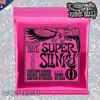 Ernie Ball 2223 Pink Super Slinky 9-42 Electric Guitar Strings *BRAND NEW* Pink • $12.88