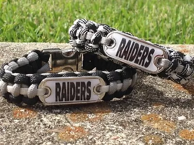 Las Vegas Raiders Paracord Bracelet W/ NFL Dog Tag And Metal Buckle. AWESOME!!! • $12.50