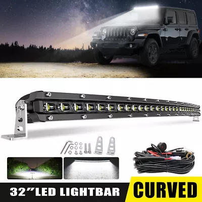 Curved 32 Inch Slim LED Light Bar Single Row Spot Flood Work Truck SUV ATV 4WD • $89.99