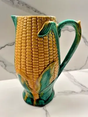 ANTIQUE MAJOLICA CORN PITCHER Medium Sized 6 1/2  • $55