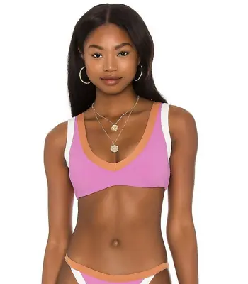 L* Space LaLa Rosebud Cream Putty Ribbed Swimsuit Bikini Top Sz M NEW • $41.80