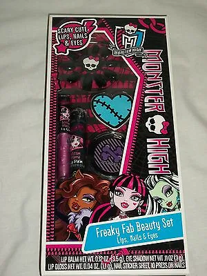 Monster High Freaky Fab Beauty Set Lip Balm Gloss Press On Nails Eye Shadow  • $14.99