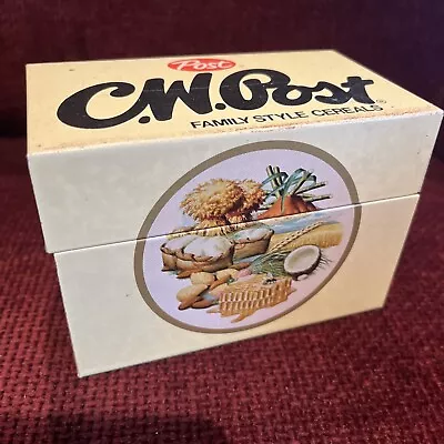 VTG C.W. Post Cereals Advertising Metal Tin Recipe Box Holds Index Cards • $6