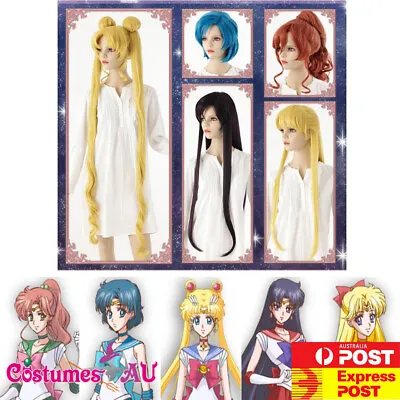 $20.92 • Buy Girls Anime Sailor Moon Wig Venus Mars Jupiter Mercury Tsukino Usagi Costume Wig
