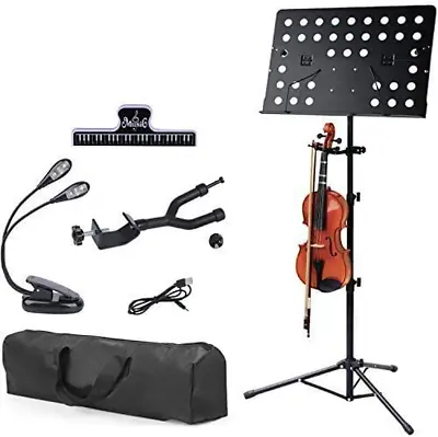 Sheet Music Stand With Violin Hanger Folding Music Stand Portable Fortable Mus • $57.99