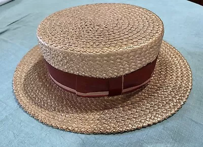 VINTAGE STETSON STRAW BOATER HAT + 3 Extra Bands GREAT CONDITION Sz. 6 7/8 • $73