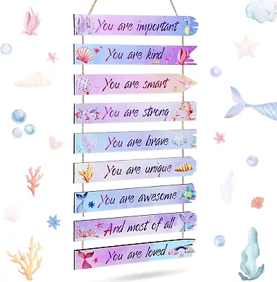 9 Pcs Watercolor Mermaid Wall Decor Inspirational Mermaid Wall Art Room Wall Dec • $19.11