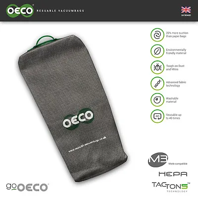 OECO® Miele Type U Reuable Hoover Dust Bag  For S7000 Dynamic U1 Upright Series • £11.95