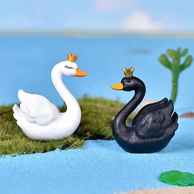 2 PCS 1:12 Dollhouse Miniature Crown Swans Model Dolls Garden Farm Decor Toys • $4.92