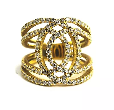 18K Yellow Gold Micro Pave Diamond Intertwined Bands Ring Size 5 • $1500