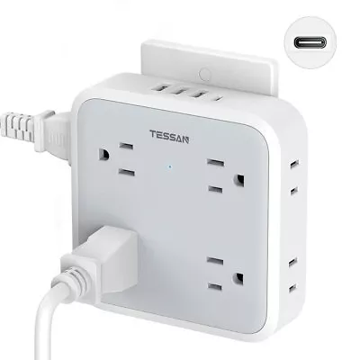 TESSAN 4 Electrical USB Hub(1 USB C Port) Charging Station 8 Outletsfor Home • $28.49