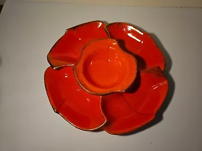 Vintage California Pottery 3 Piece Orange Gold Spladder • $49.99