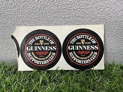 £7 • Buy GUINNESS SUPPORTERS CLUB SMALL ROUND STICKERS X2 VINTAGE 1980’s RARE COLLECTABLE