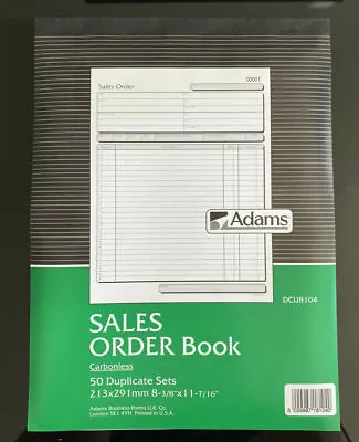 A4 Adams 50 Duplicate Sheets Sales Order Book/Pad Invoice/Receipt Purchases • £5.50