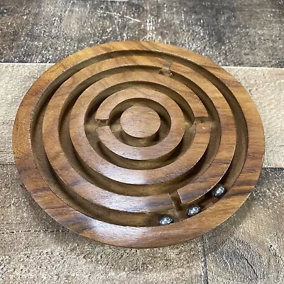 WOODEN LABYRINTH MAZE PUZZLE GAME 6 Inches Retro • $16.99