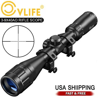 CVLIFE 3-9x40 AO Rifle Scope Optics R4 Reticle Crosshair Gun Scope For 20mm Rail • $45.99