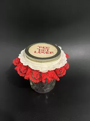 Vintage Ball Quilted Crystal Jar With Red Hot Lover Cross Stitched Lid • $12