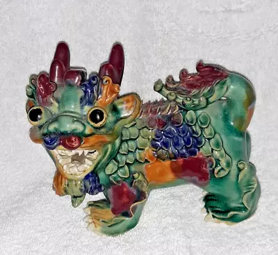 Vintage Chinese Foo Dog- Green Ceramic Asian Figurine  • $24.95