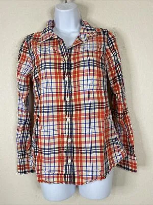 J Crew Womens Size XS Blue/Red Pocket Button Up Shirt Long Sleeve • $5.90