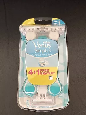 GILLETTE VENUS Simply 3 Sensitive Women's Disposable Razors 5 Razors FREE SHIP • $9.49