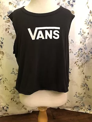 Vans Womens Medium Black Crop Muscle T-shirt Sleeveless • $7.70