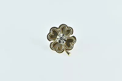 14K Vintage Diamond Clover Shamrock Lapel Pin/Brooch Yellow Gold *60 • $199.95