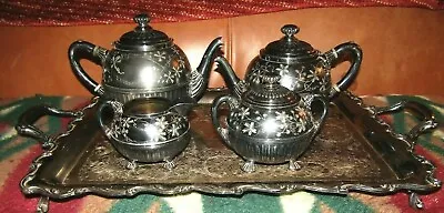 Awesome Pairpoint Mfg.co.quadruple Silver Plate Victorian #315 (4) Pc.tea Set • $220