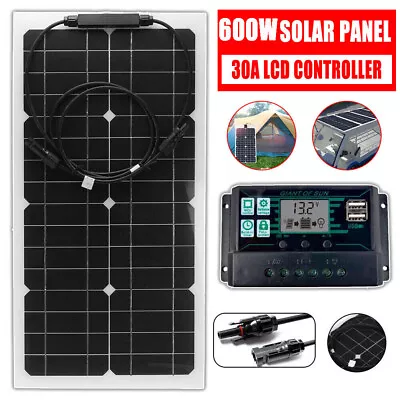 600W Solar Panel Kits Battery Charger & 30A Controller For Car Van Caravan Boat • £29.99