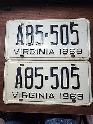 1969 Virginia Matched Pair License Plate Tags. A85-505 VA • $74.95