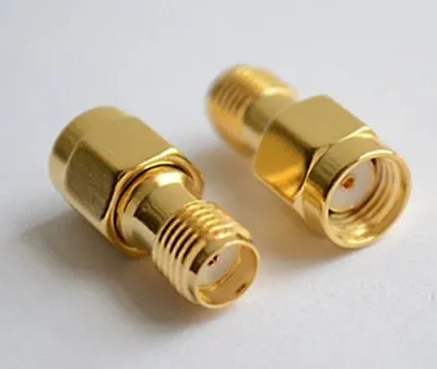 £2.69 • Buy 2x RP SMA Male Plug To SMA Female Jack WiFi Antenna Extender Adapter Gold UK Sel