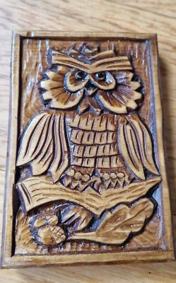 Owl Green Man Hand-made Carved Ornament Wooden Pagan Spirits Size 10 X 15 Cm • £7.22