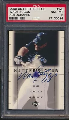 2000 Upper Deck Hitter's Club Wade Boggs Devil Rays Auto PSA 8 NM-MT HOF • $25