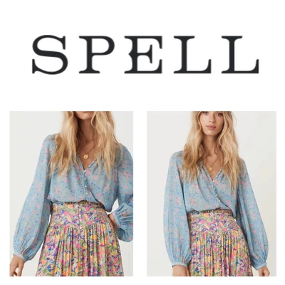 $80 • Buy Spell Dolly Blouse Dusty Blue | XS | Washed & Worn ONCE ONLY