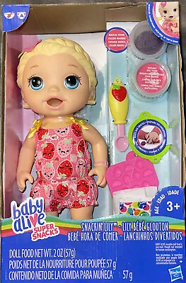 Hasbro Baby Alive Snackin Lily Super Snacks Blonde In Romper Brand New In Box • $162.42