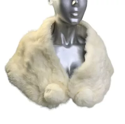 Vintage Ivory Fur Wrap Stole Shawl One Size #egirl Bridal Formal Wear • $50