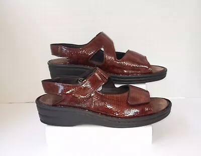 Mephisto Mobils 39 Ularia Brown Snakeskin Print Hook & Loop  Sandals Women US 9M • $74.99