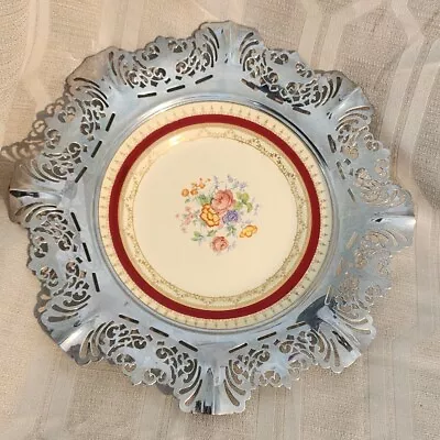 Farber Bros Lace Chrome Porcelain Plate Platter Krome Kraft Taylor Smith Taylor  • $17