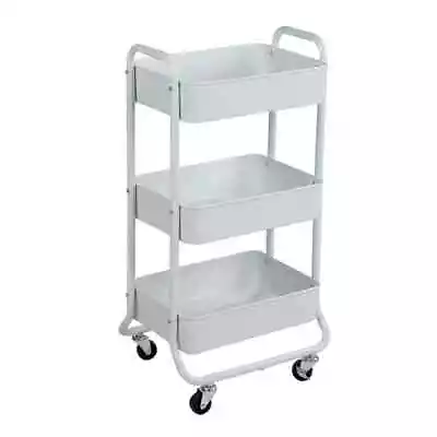 3 Tier Metal Utility Cart Arctic White Laundry Baskets Easy Rolling Adult An • $26.99