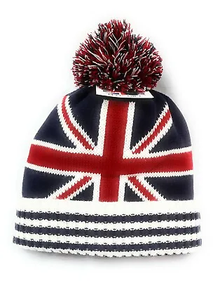 Union Jack Flag Beanie Pompom Hat Nice Soft Winter Hat W/ Flacee Lining.  • £7.95