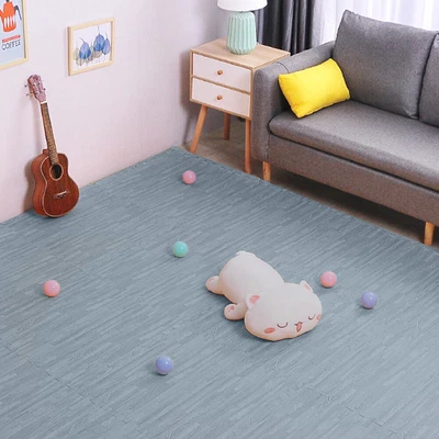 £27.95 • Buy 8/16/24x EVA Foam Floor Wood Effect Interlocking Gym Play Soft Tiles Mats Grey