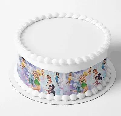Fairy Tinkerbell CAKE WRAP Around The Cake WAFER PAPER Images Topper Birthday  • $15.90